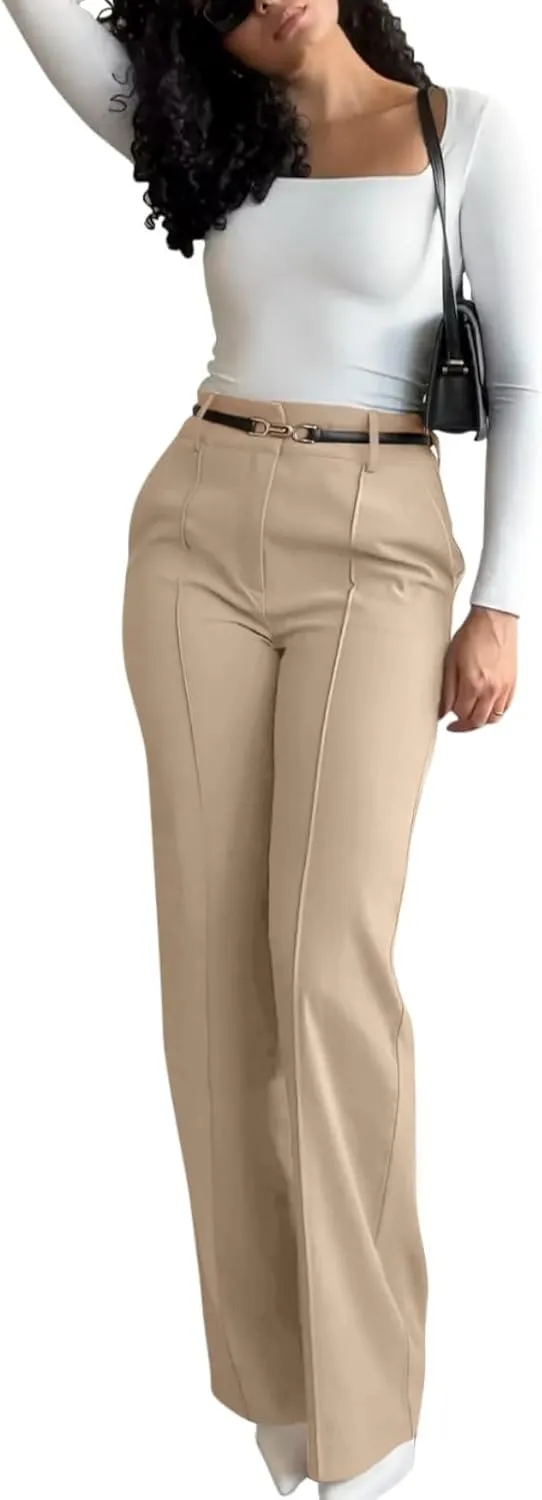 NIMIN High Waisted Work Pants for Women Wide Leg Dressy Pants Business Casual Trousers 2025 Summer Slacks with Pockets