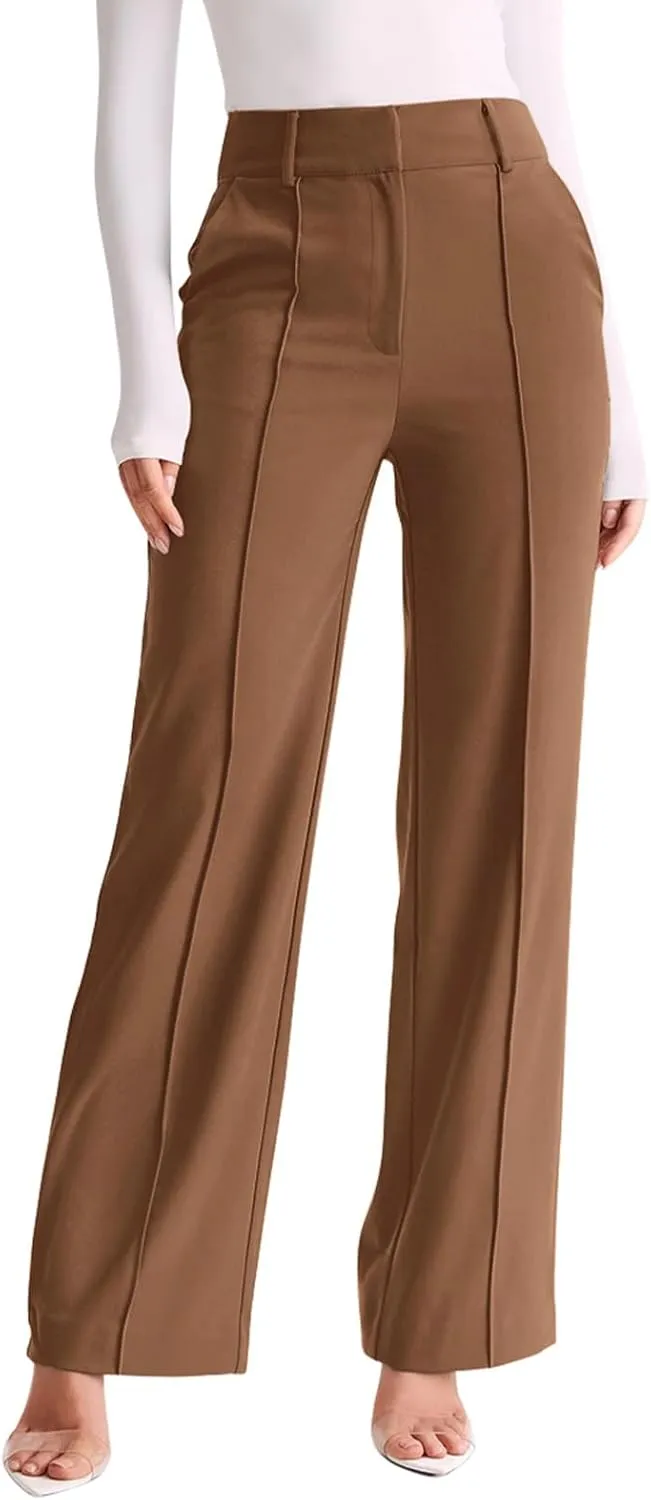 NIMIN High Waisted Work Pants for Women Wide Leg Dressy Pants Business Casual Trousers 2025 Summer Slacks with Pockets