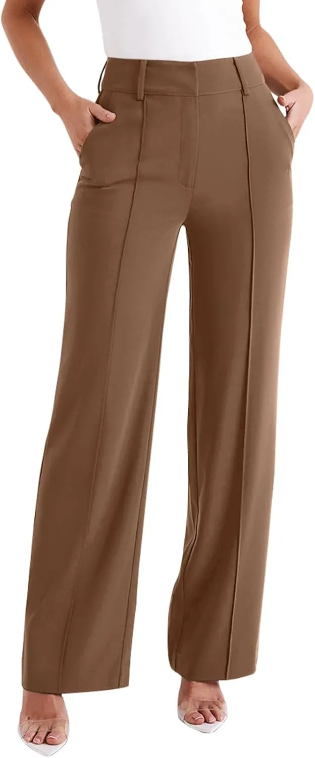 NIMIN High Waisted Work Pants for Women Wide Leg Dressy Pants Business Casual Trousers 2025 Summer Slacks with Pockets