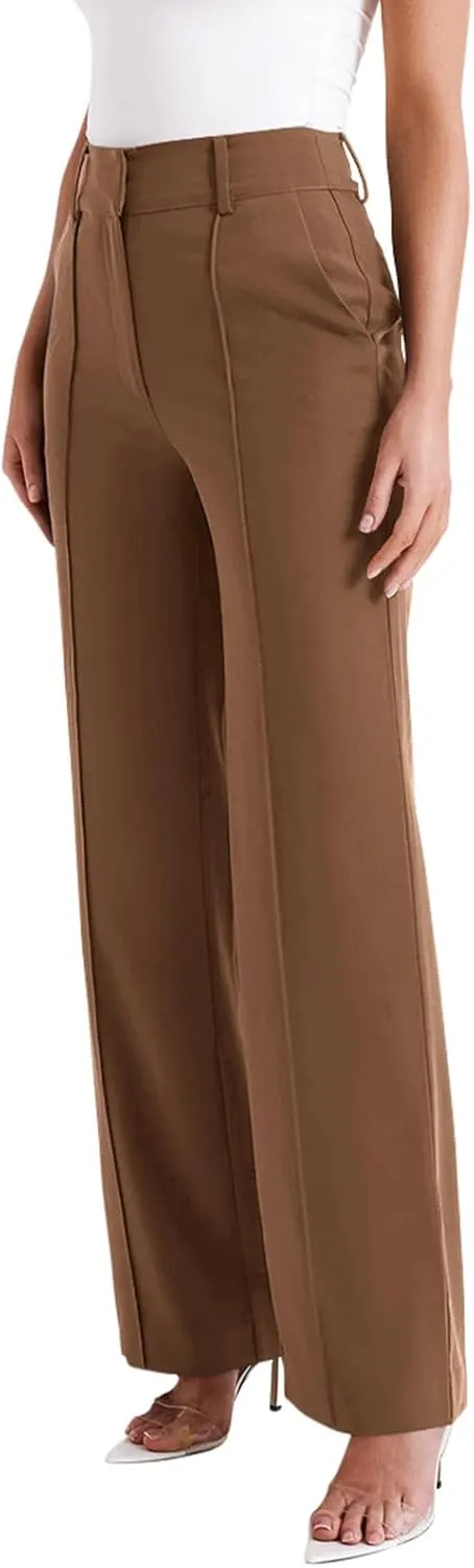 NIMIN High Waisted Work Pants for Women Wide Leg Dressy Pants Business Casual Trousers 2025 Summer Slacks with Pockets