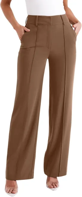 NIMIN High Waisted Work Pants for Women Wide Leg Dressy Pants Business Casual Trousers 2025 Summer Slacks with Pockets