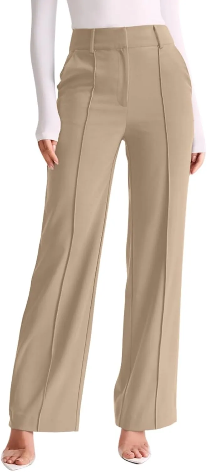 NIMIN High Waisted Work Pants for Women Wide Leg Dressy Pants Business Casual Trousers 2025 Summer Slacks with Pockets