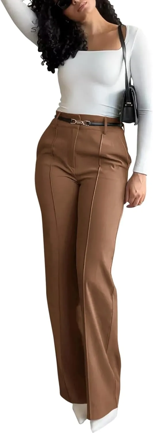 NIMIN High Waisted Work Pants for Women Wide Leg Dressy Pants Business Casual Trousers 2025 Summer Slacks with Pockets