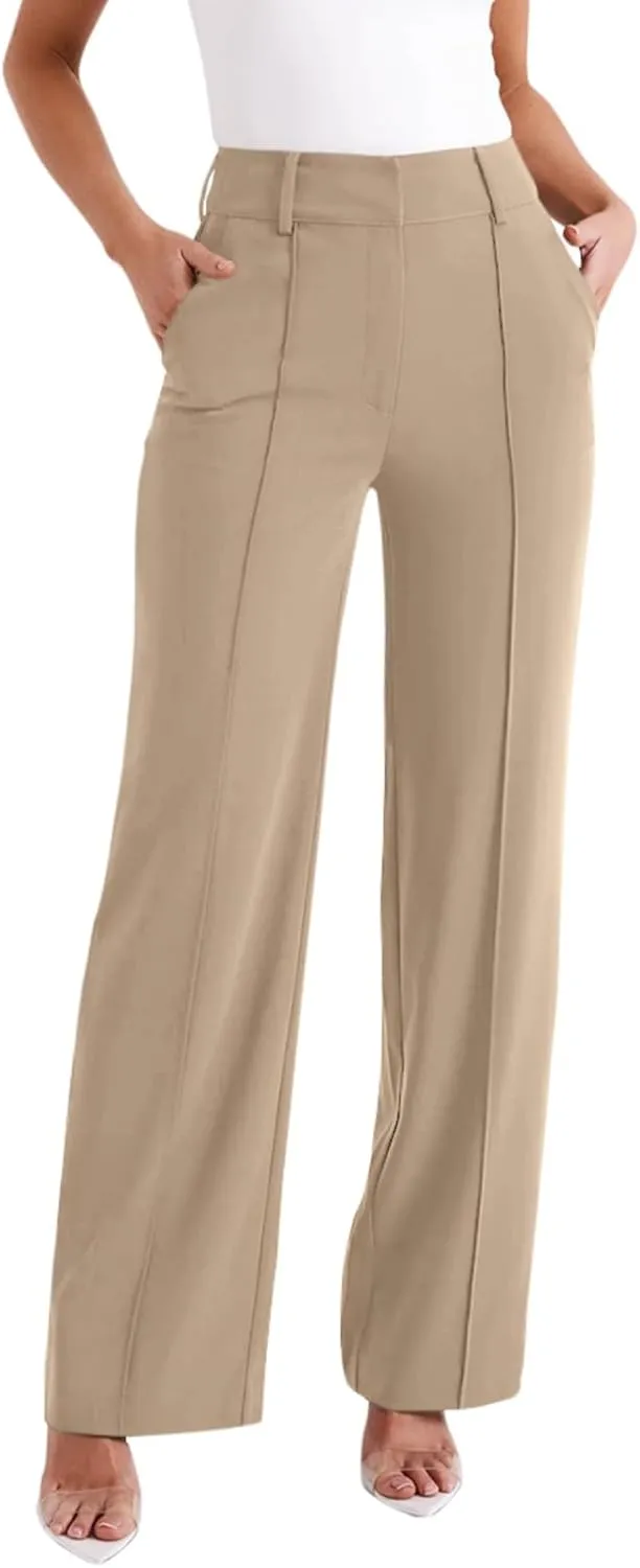 NIMIN High Waisted Work Pants for Women Wide Leg Dressy Pants Business Casual Trousers 2025 Summer Slacks with Pockets