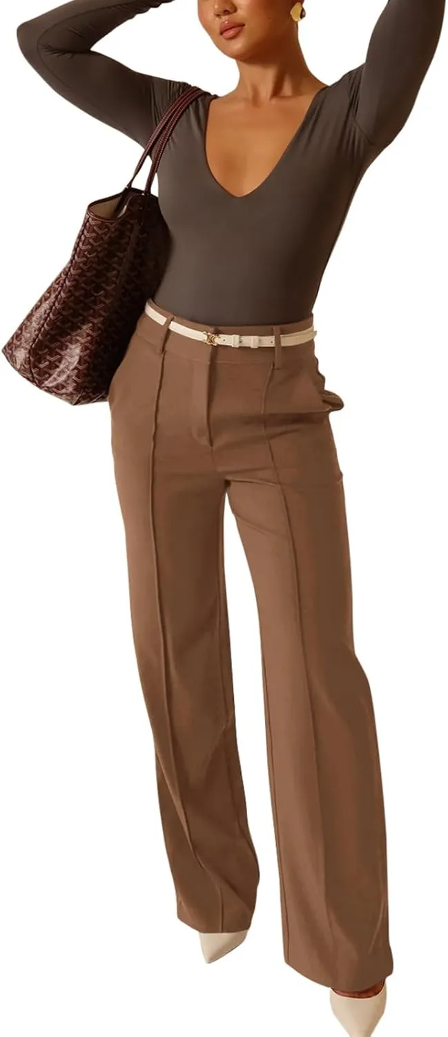NIMIN High Waisted Work Pants for Women Wide Leg Dressy Pants Business Casual Trousers 2025 Summer Slacks with Pockets