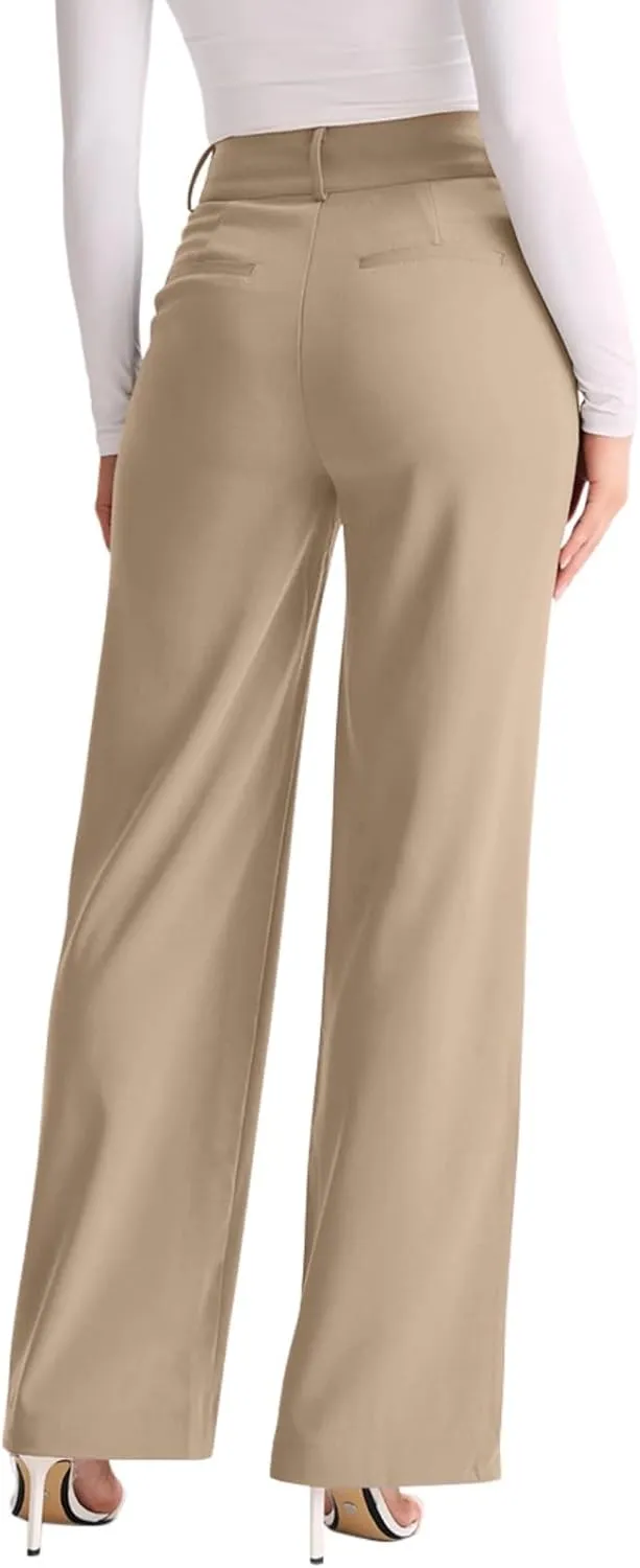 NIMIN High Waisted Work Pants for Women Wide Leg Dressy Pants Business Casual Trousers 2025 Summer Slacks with Pockets