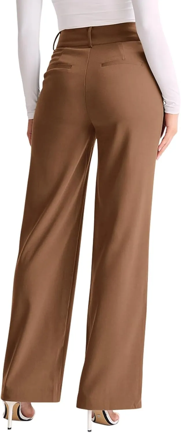 NIMIN High Waisted Work Pants for Women Wide Leg Dressy Pants Business Casual Trousers 2025 Summer Slacks with Pockets