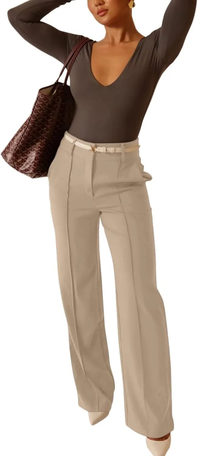 NIMIN High Waisted Work Pants for Women Wide Leg Dressy Pants Business Casual Trousers 2025 Summer Slacks with Pockets