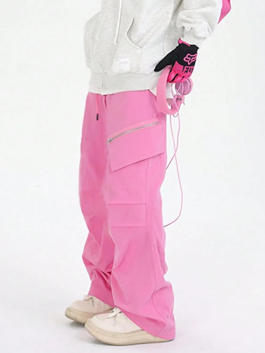 OYOANGLE Men's Casual Cargo Pants Drawstring Elastic Waist Flap Pocket Street Baggy Jogger Trousers