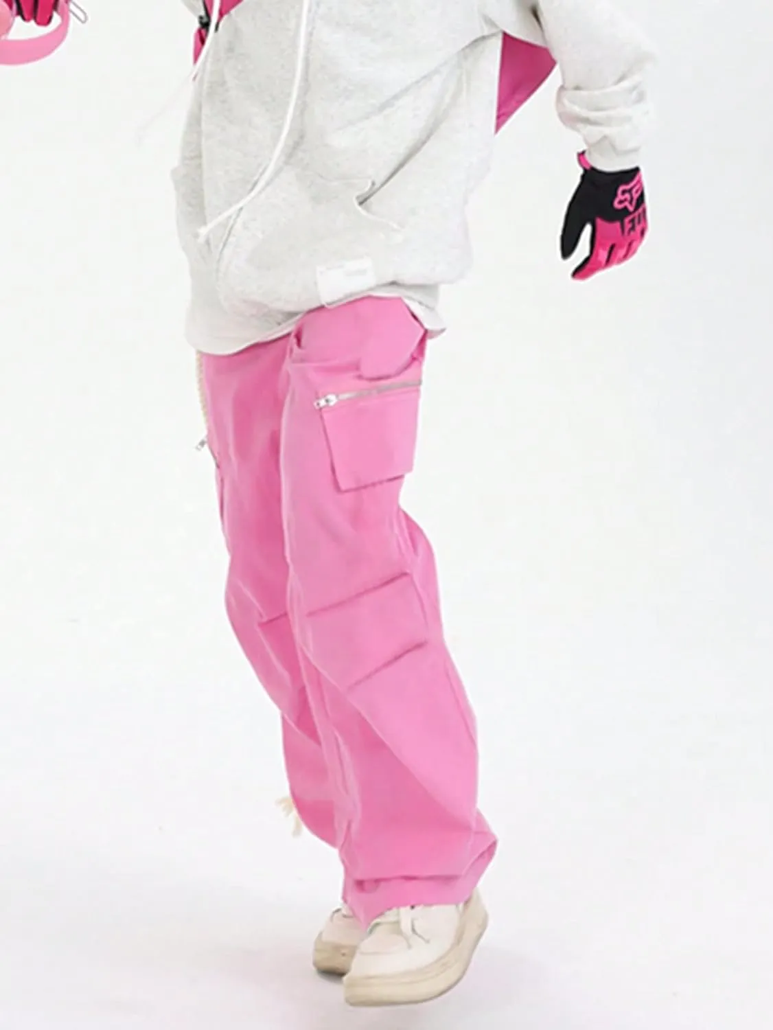 OYOANGLE Men's Casual Cargo Pants Drawstring Elastic Waist Flap Pocket Street Baggy Jogger Trousers