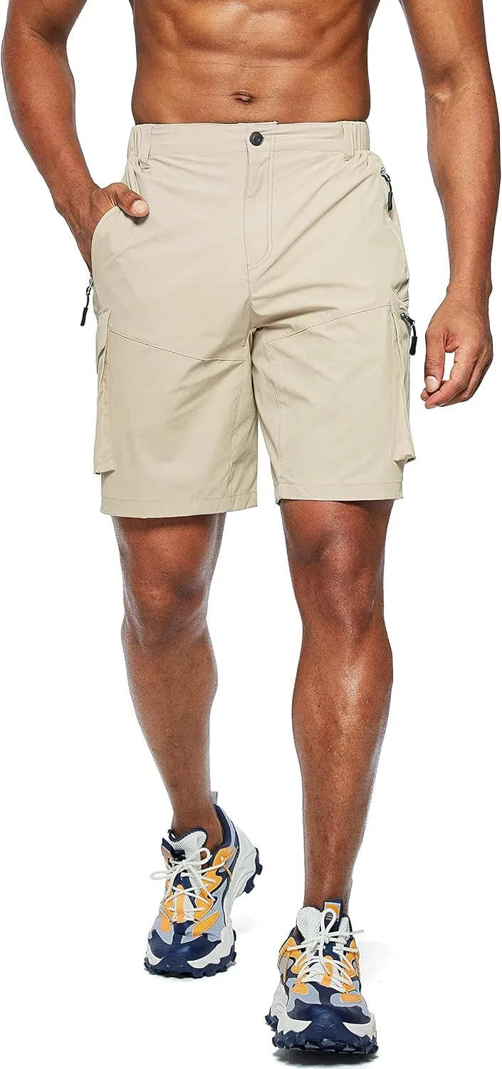 Pudolla Men's Hiking Cargo Shorts Quick Dry Outdoor Travel Shorts for Men with Multi Pocket for Fishing Camping Casual