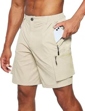 Pudolla Men's Hiking Cargo Shorts Quick Dry Outdoor Travel Shorts for Men with Multi Pocket for Fishing Camping Casual