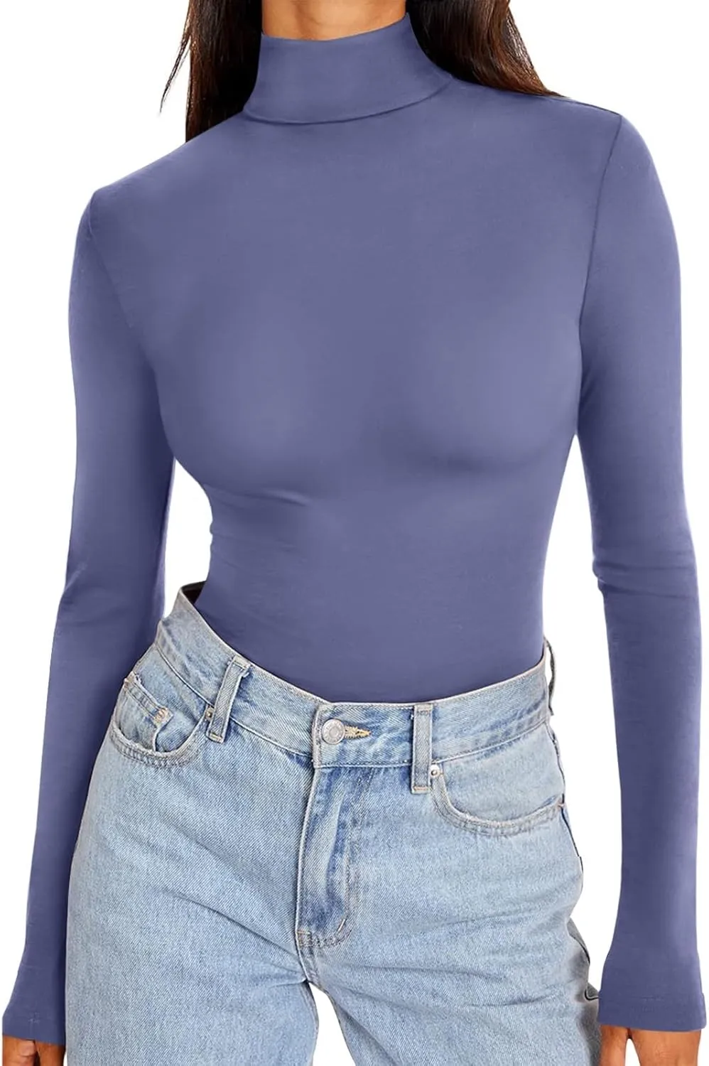 REORIA Women's Long Sleeve Mock Turtle Neck Tops Fall Winter Basic Double Lined Layering Lightweight Slim Fitted Shirts