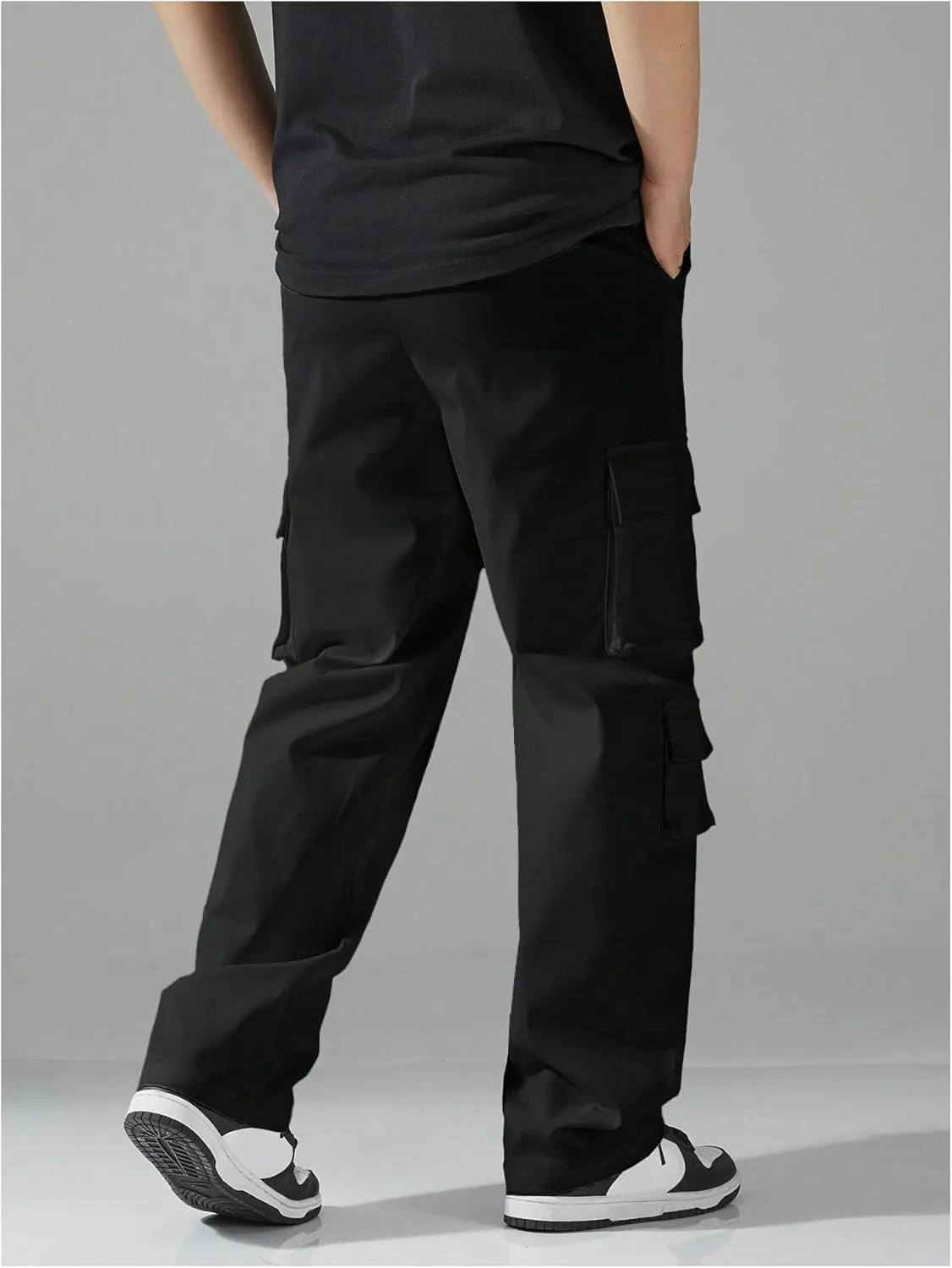 SHENHE Men's Drawstring Waist Workout Cargo Pants Street Casual Loose Pants with Pockets