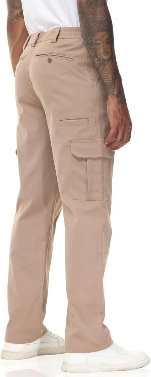 Soojun Men's Elastic Waist Relaxed Fit Stretch Cargo Pant