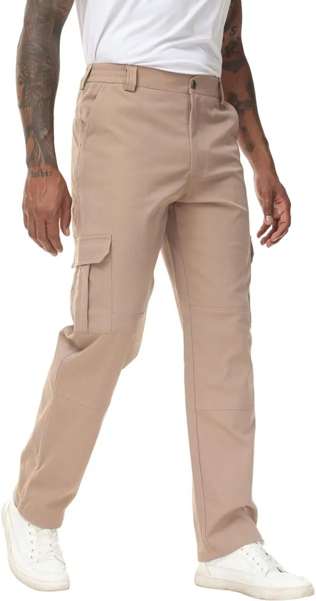 Soojun Men's Elastic Waist Relaxed Fit Stretch Cargo Pant