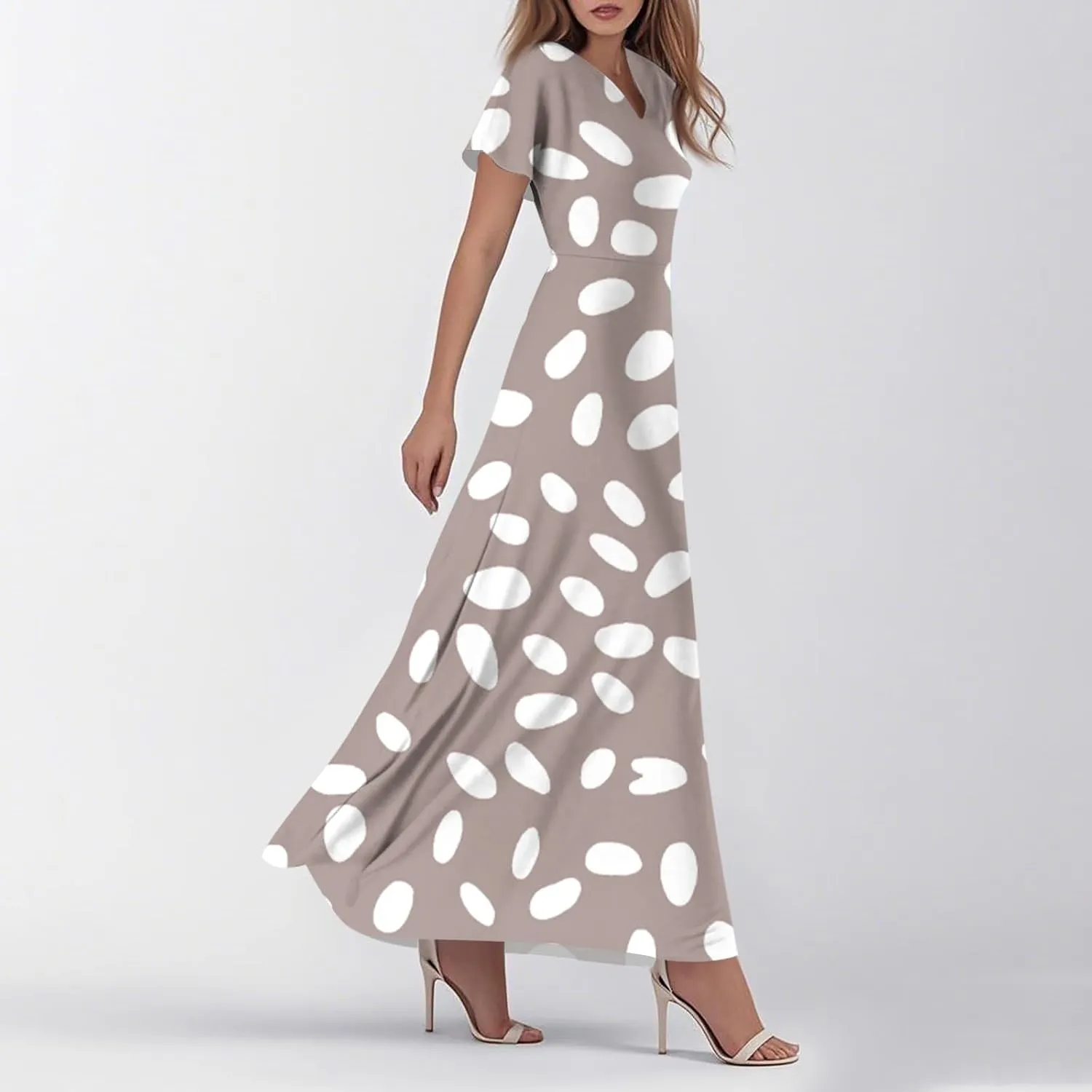 Summer Maxi Dresses for Women 2025 Floral V Neck Long Sundresses for Beach Vacation Casual Flowy Elegant Dress