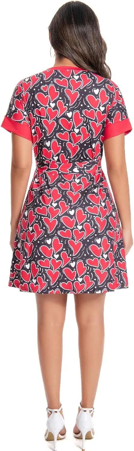 Summer Vacation Dresses for Women 2025 Crewneck Cap Short Sleeve with Belts