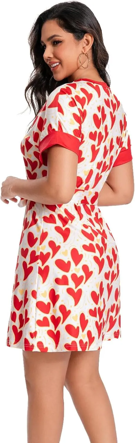 Summer Vacation Dresses for Women 2025 Crewneck Cap Short Sleeve with Belts