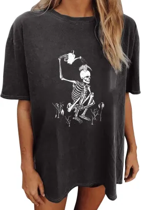 Summer Y2k Tops for Womens, Casual Vintage Short Sleeve T-Shirt, Girls Oversize Loose Round Neck Elastic Tee