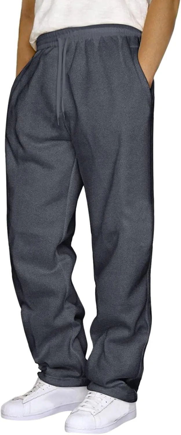 Sweat Pants for Mens Wide Leg Joggers Pants Heavyweight Fleece Workout Jogging Loose Fit Trousers with Pockets