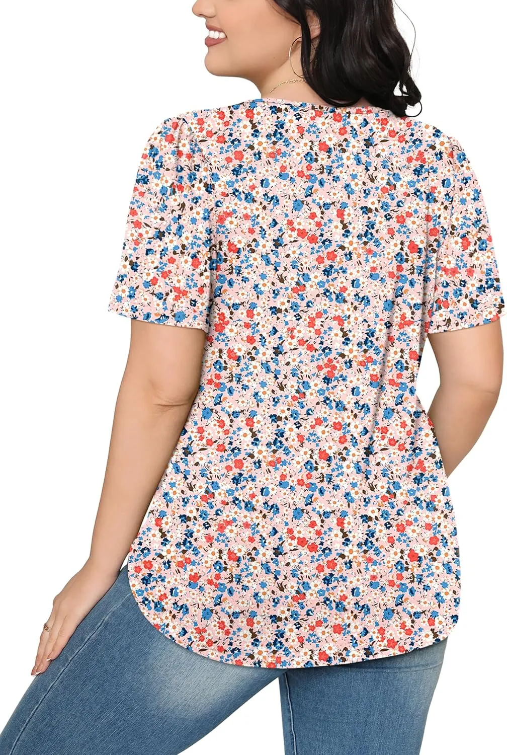 WIHOLL Short Sleeve Shirts for Women Summer Dressy Casual Tops Pleated Front