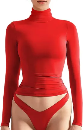 Women's Basic Turtleneck Long Sleeve Tee Shirts Casual Double Layering Going Out Slim Fit Stretchy Tops