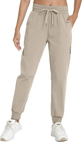 Women's Quick-Dry Lightweight Joggers - Elastic Waist Hiking Pants with Pockets for Outdoor, Athletic & Travel