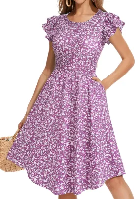 YATHON Casual Summer Dresses for Women with Pockets Crewneck Sundress