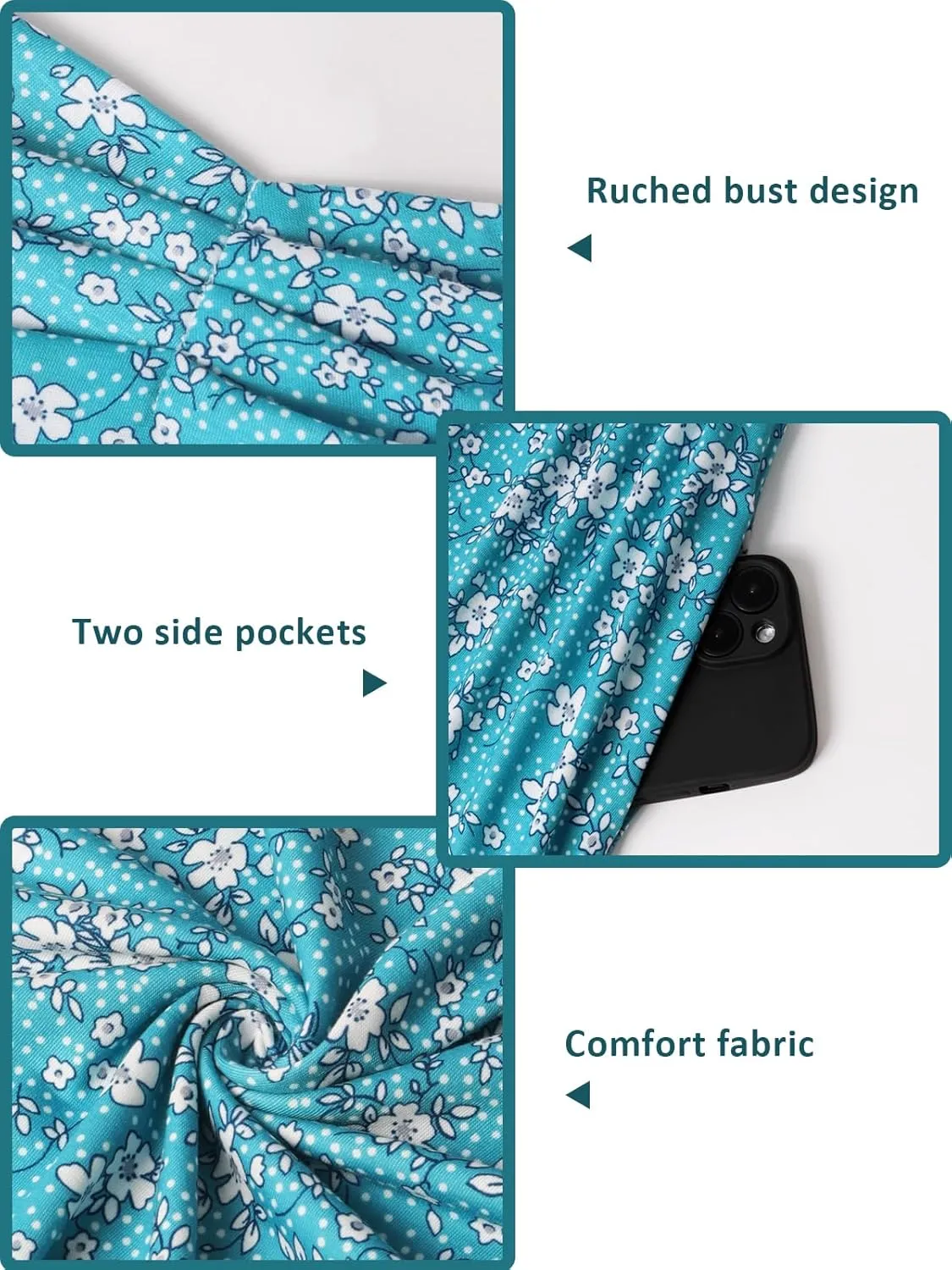 YATHON Summer Casual Dress for Women 2025 Vacation Beach Dresses Adjustable Spaghetti Strap Sundress with Pockets
