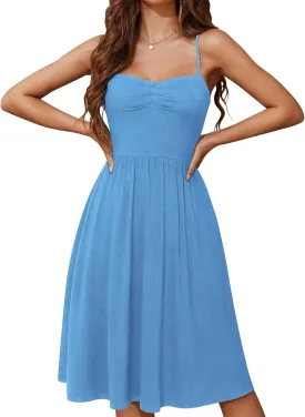YATHON Summer Casual Dress for Women 2025 Vacation Beach Dresses Adjustable Spaghetti Strap Sundress with Pockets