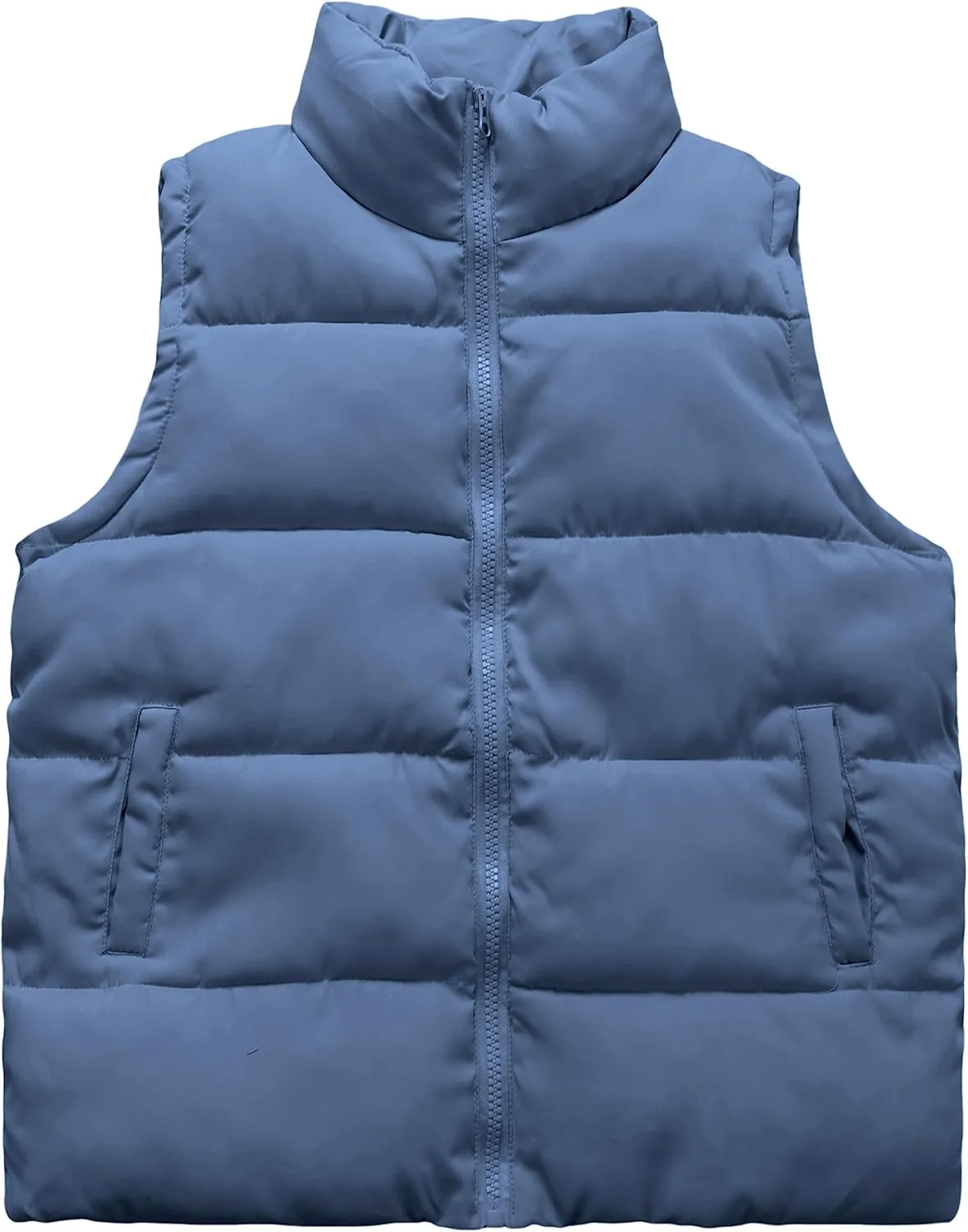 Zhiyouni Womens Puffer Vests Sleeveless Puffy Jackets Stand Collar Zipper Coats