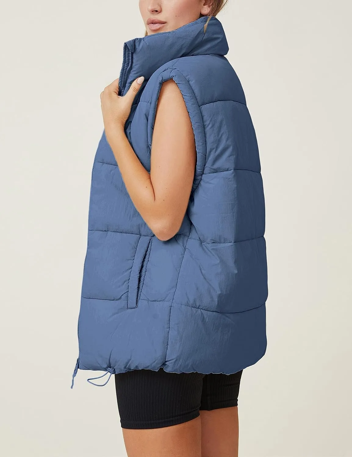 Zhiyouni Womens Puffer Vests Sleeveless Puffy Jackets Stand Collar Zipper Coats