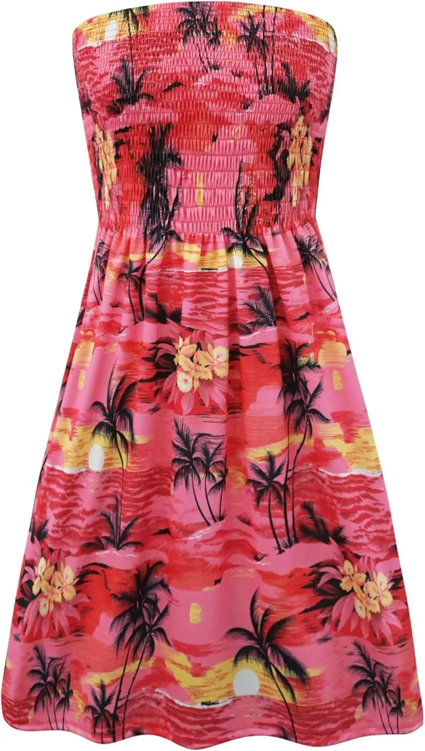 Zyyfly Summer Strapless Dress for Women Tube Top Sundress Casual Beach Cover Ups